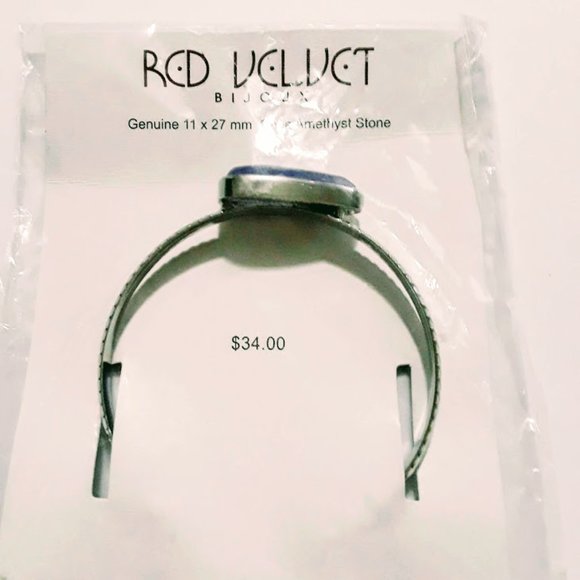 đź›’3 for $15 Sale!! Red Velvet Bijoux Genuine Cape Amethyst Stone Open Bracelet - Picture 3 of 4